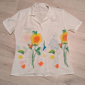 Vintage Floral/Face Blouse